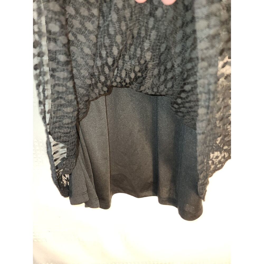 Nina Leonard Dress Womens Size Large Black Sheer High Neck Stretch Midi - Picture 4 of 10